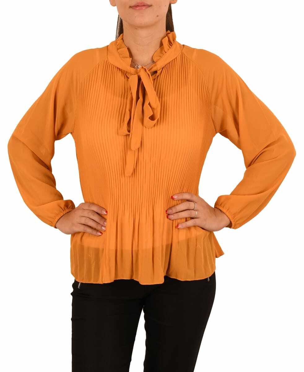 Bluza plisata galben pentru dama - cod 44135