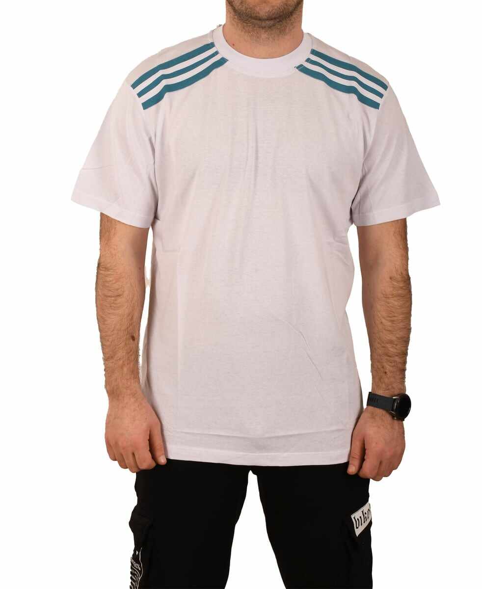 Tricou alb cu dungi pentru barbat - cod 42012