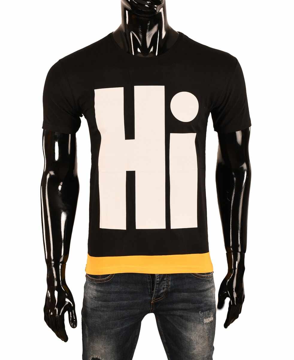 Tricou negru HI-BYE pentru barbat - cod 42422