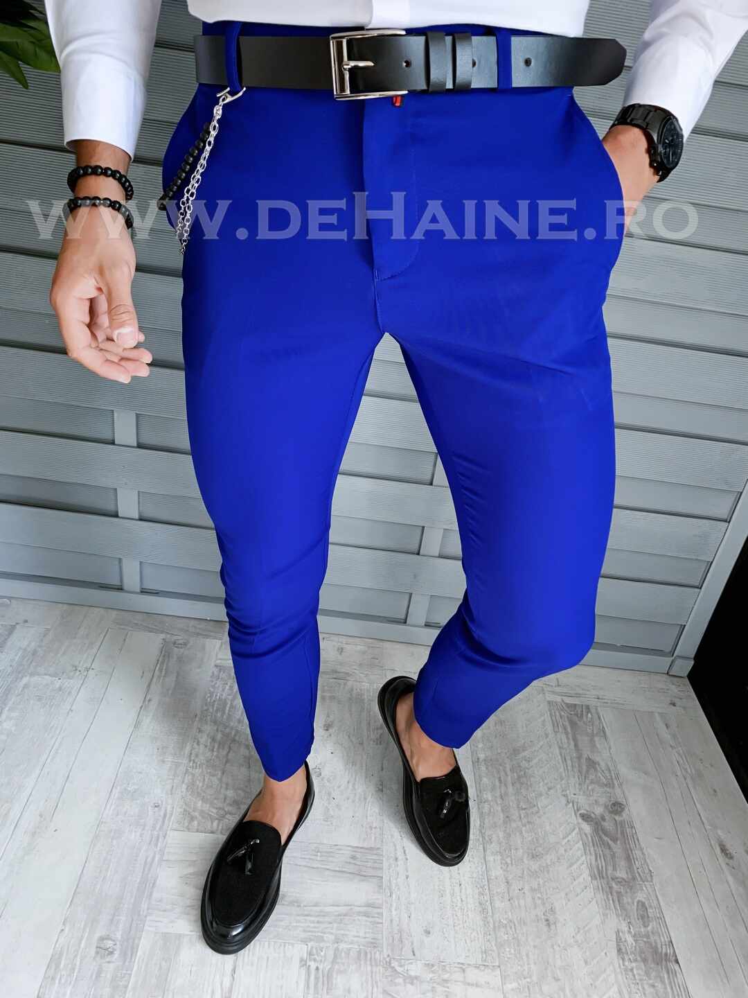 Pantaloni barbati eleganti albastri B1544 V E