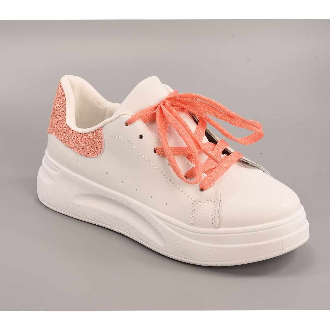 Pantofi sport alb si corai pentru dama - cod 70R219