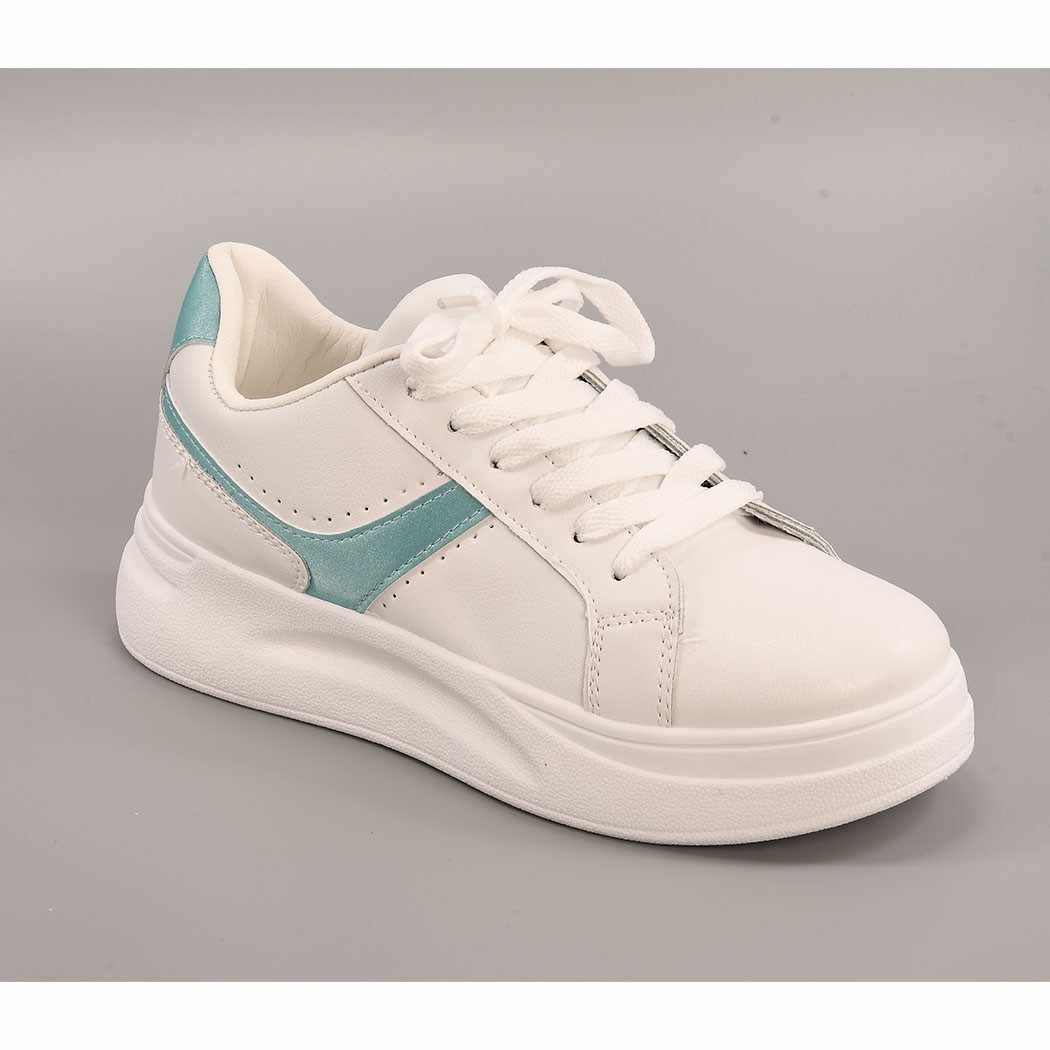 Pantofi sport alb-bleu cu talpa groasa pentru dama - cod 65B215