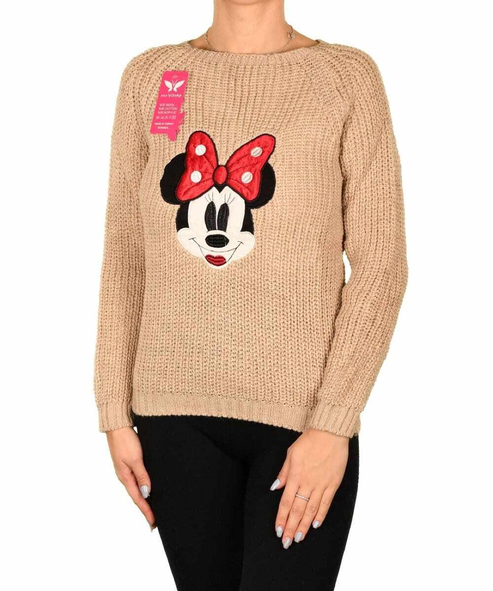 Pulover bej Minnie Mouse - cod 40517