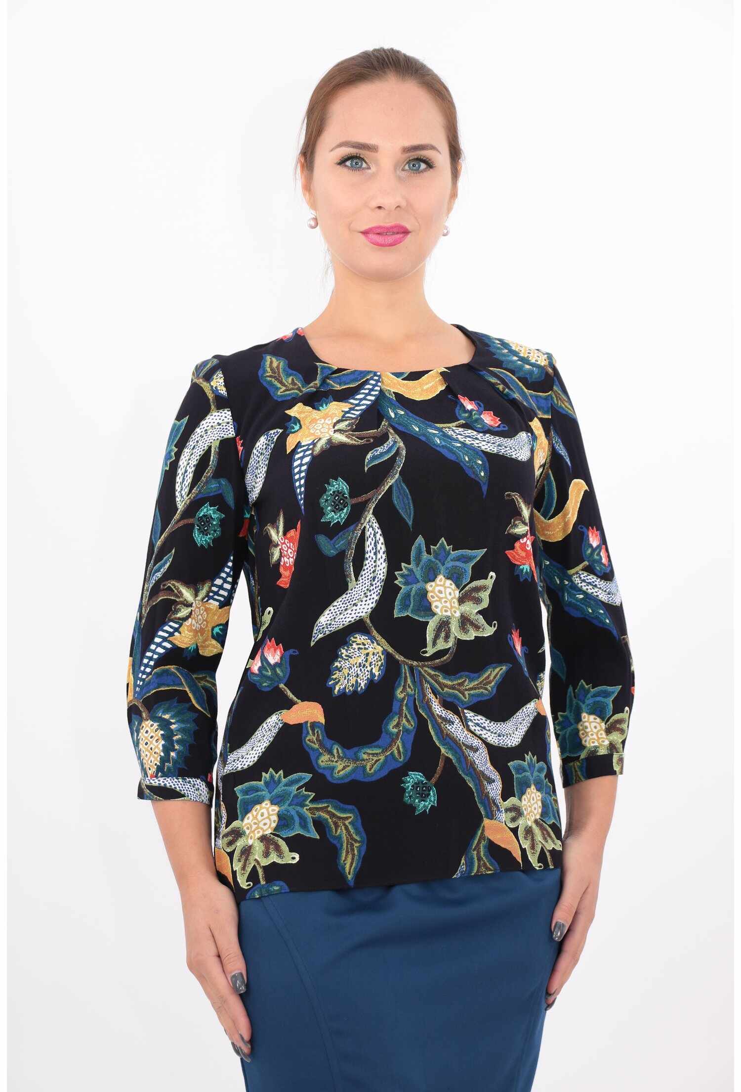 Bluza din vascoza cu print floral multicolor