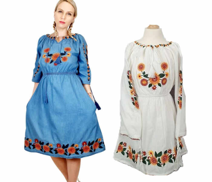 Set rochii traditionale Mama - Fiica - Floarea Soarelui