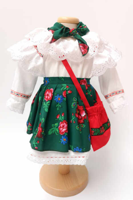 Costum Traditional Fetite - 4 piese (1-8 ani ) ie - fusta - traista - baticut
