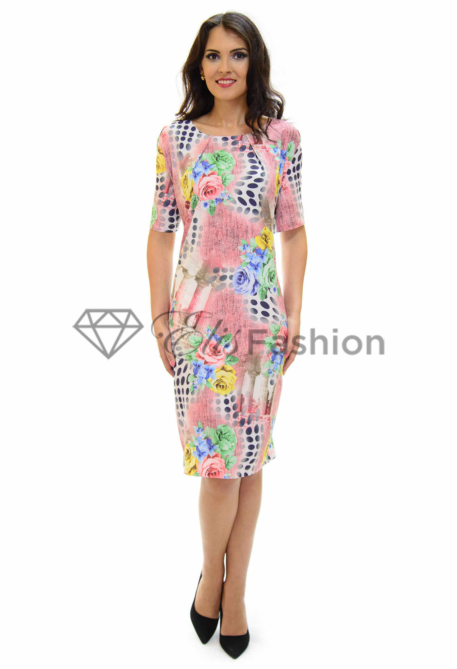 Rochie Abstract Design Pink