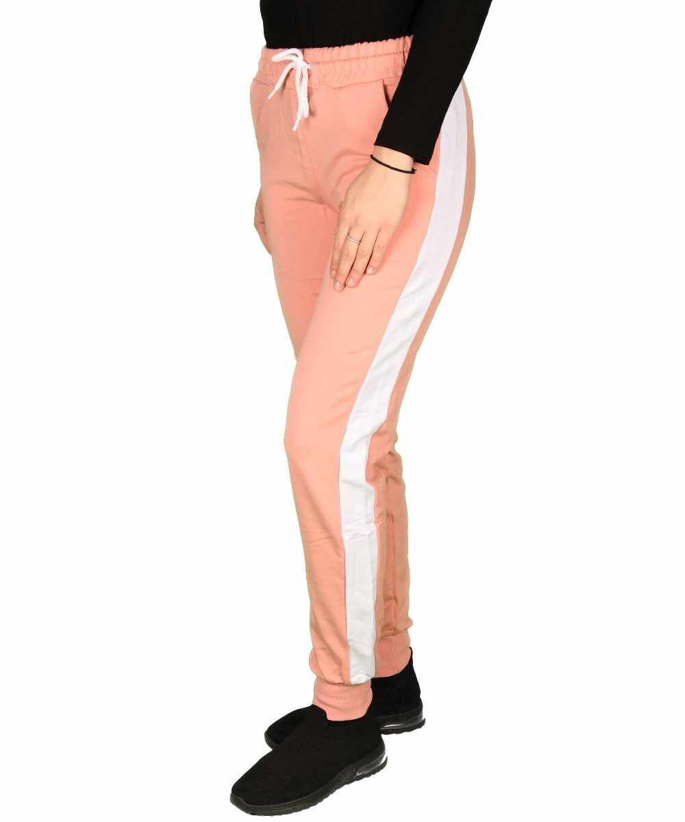 Pantaloni roz cu dunga alba pentru dama - cod 41315