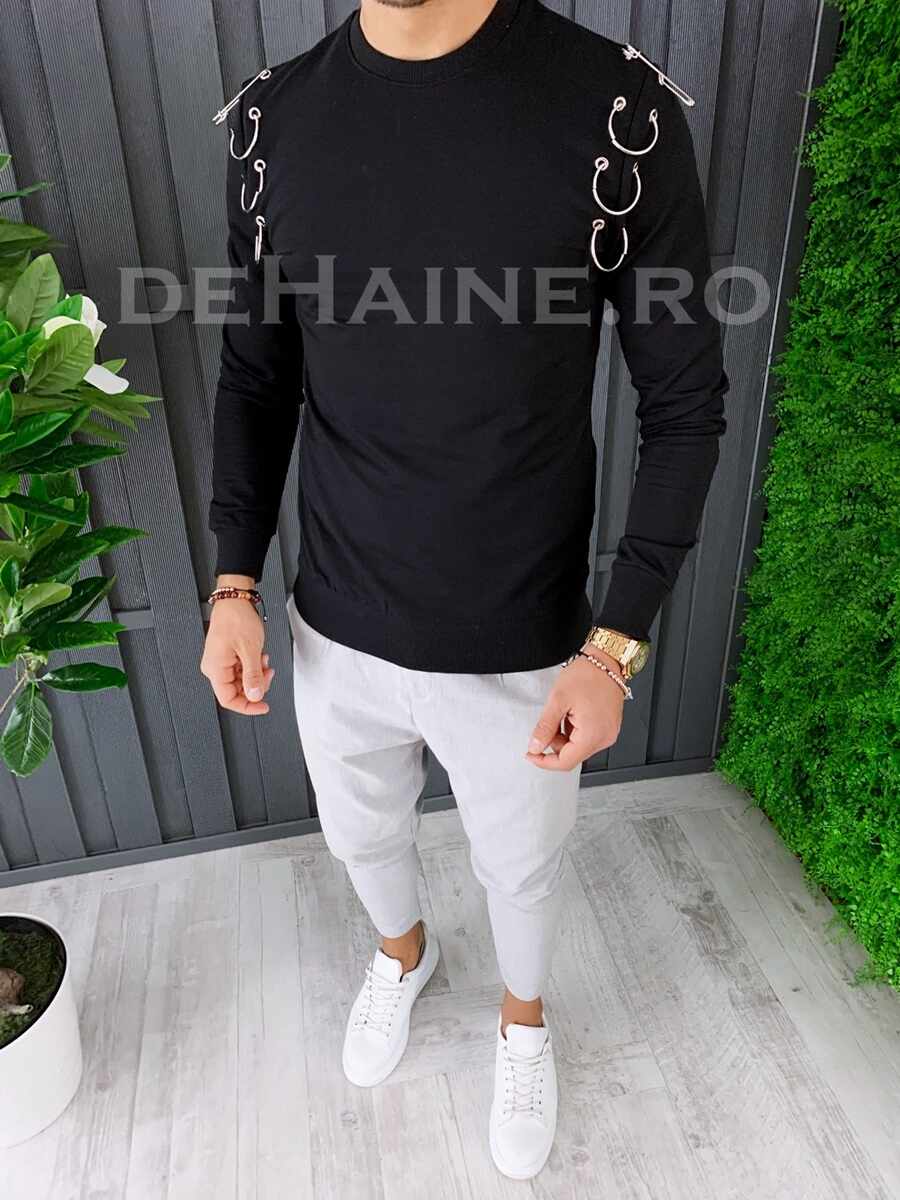 Bluza barbati slim fit neagra premium 2530 108-3