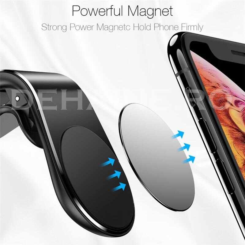 Suport Auto Magnetic pentru Telefon - Universal Prindere pe grila de ventilatie Metalic Negru