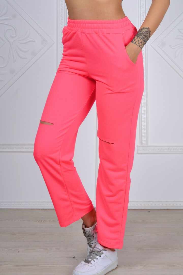 Pantaloni dama casual cu buzunare roz cod 6689