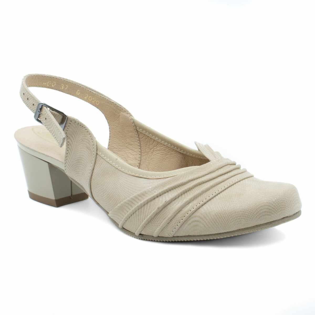 Pantofi vara dama confort, Beatrixx, din piele naturala imprimata, culoare bej, cod L-400