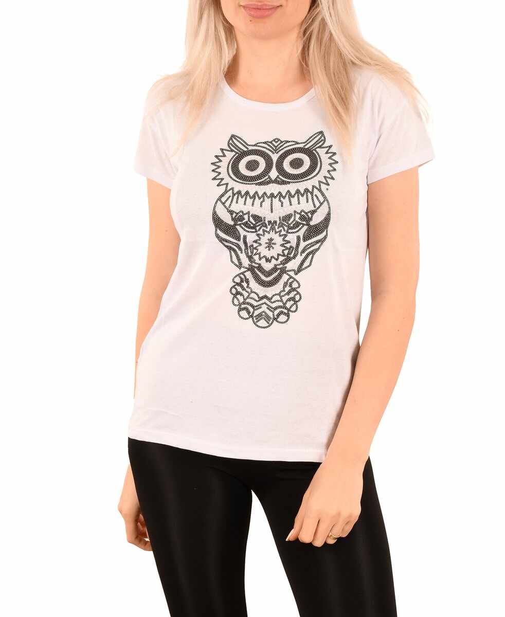 Tricou alb Owl - cod 43795